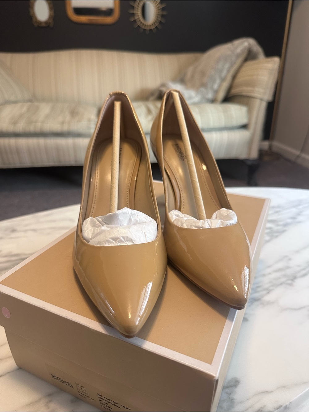 MICHAEL Michael Kors Nude Patent Pointed-Toe Pumps